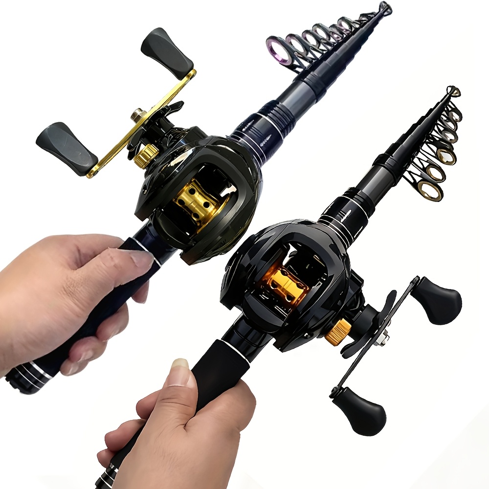collapsible baitcaster fishing rod High-Carbon Portable Telescoping and Reel Combo for Surf, Boat & All-Water Angling It telescoping fishing pole from Eagle Claw Telescopic Baitcaster Rod Baitcasting Reel