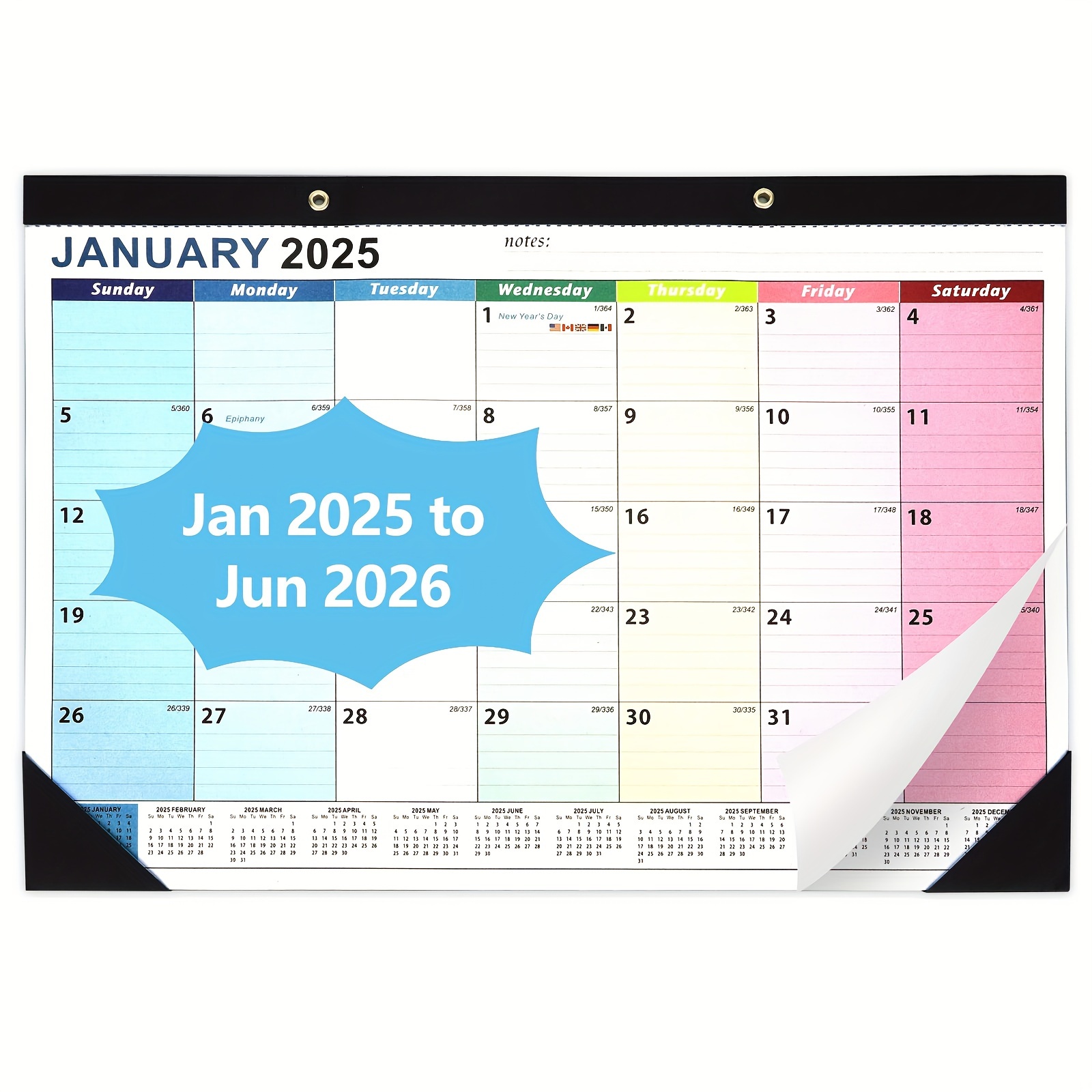 

2025-2026 Wall Calendar, 17inx12in European Calendar, Suitable For Home, School And Office, Including 18 Months From 2025 To 2026