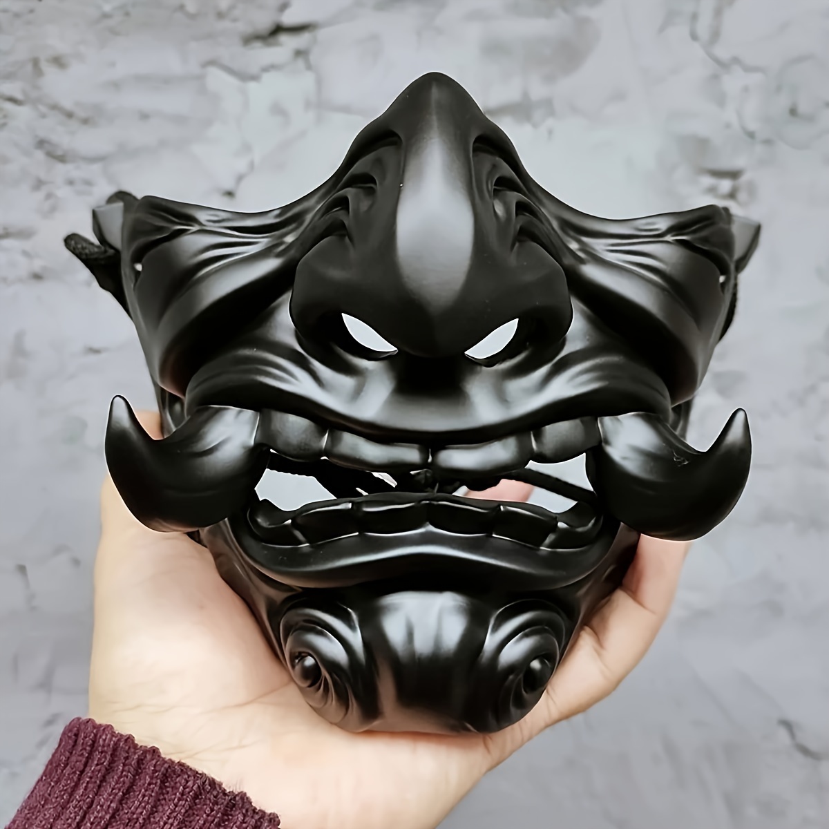 

1pc Art Deco Japanese Samurai Demon Mask - Resin Oni Kabuki Warrior Roleplay Prop, Universal Holiday No-feather Mask For Costume Party, Halloween Event Decoration, Theme Cosplay Accessory