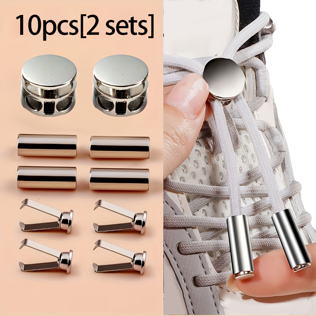 Image of 10pcs Heavy Duty Spring Cord Locks, No Tie Shoelace Fastener, Adjustable Metal Clip For Shoelaces, Hoodies, Pants And Cord Organizers | Must-have For Handicraft Enthusiasts