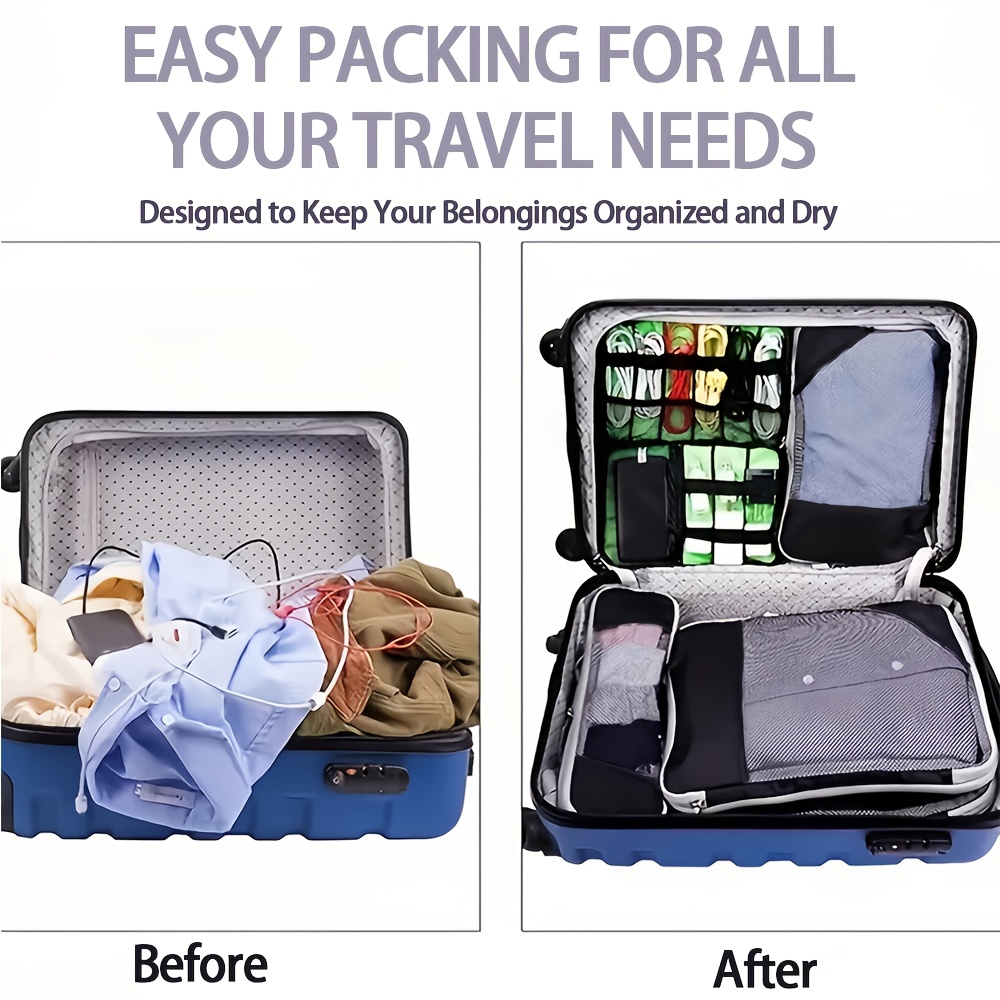 Set of 5 Lightweight Compression Packing Cubes for Travel, Durable Luggage Organizers in Beige and Black