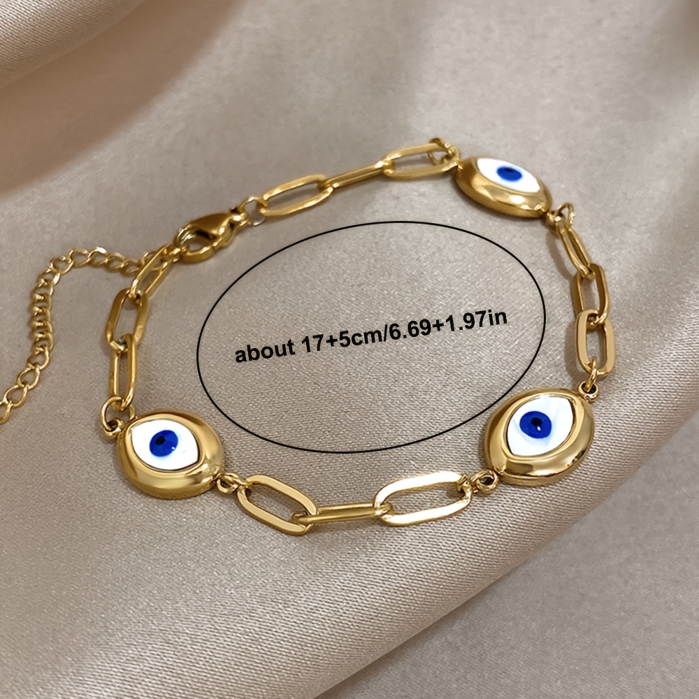 Golden Plated Evil Eye Bracelet Set, Unisex
