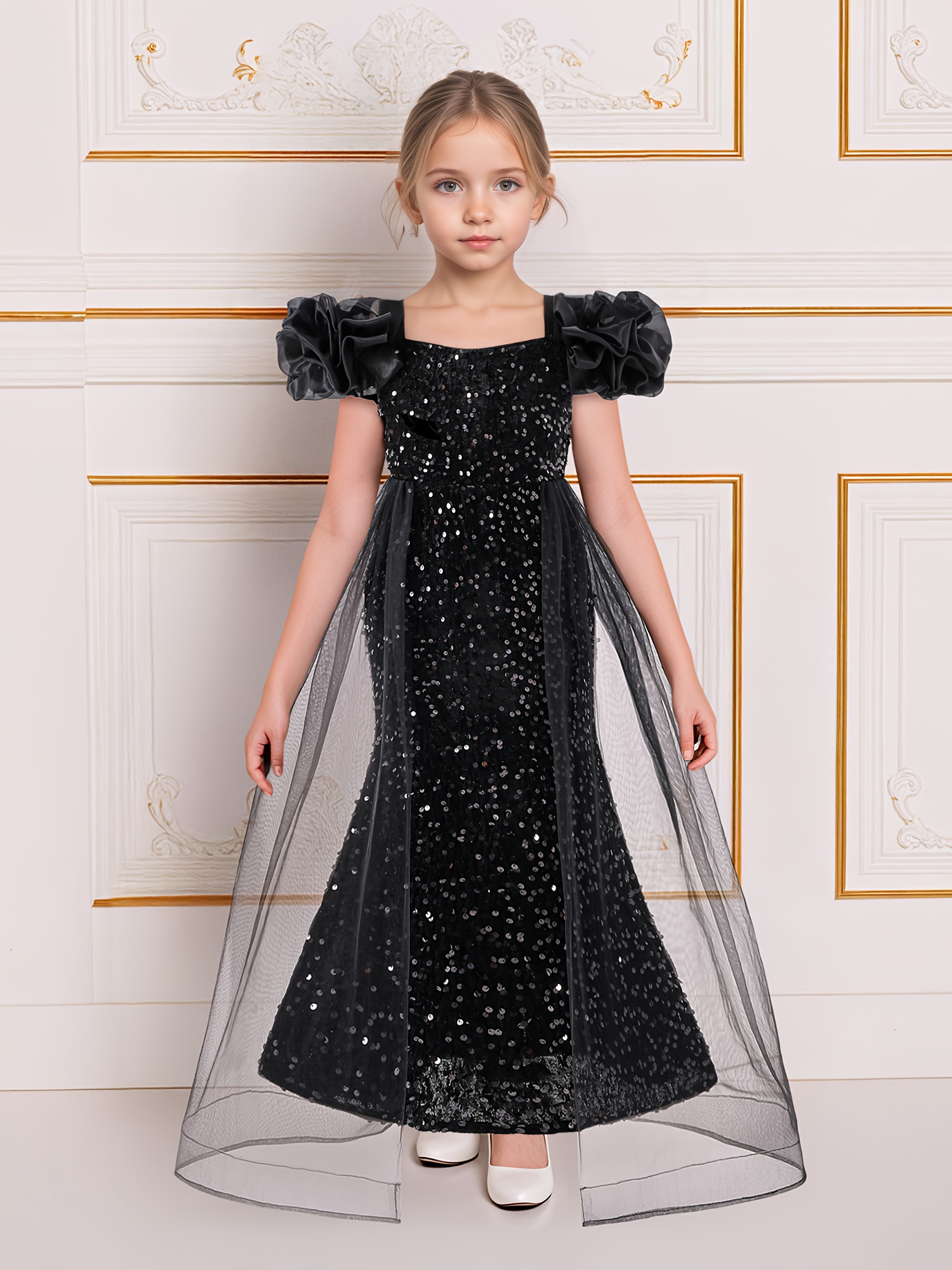 blue short satin dress Niagara puff sleeve Web Collection: Texas Elevate Your Style with More new style Color:Royal Blue / Black