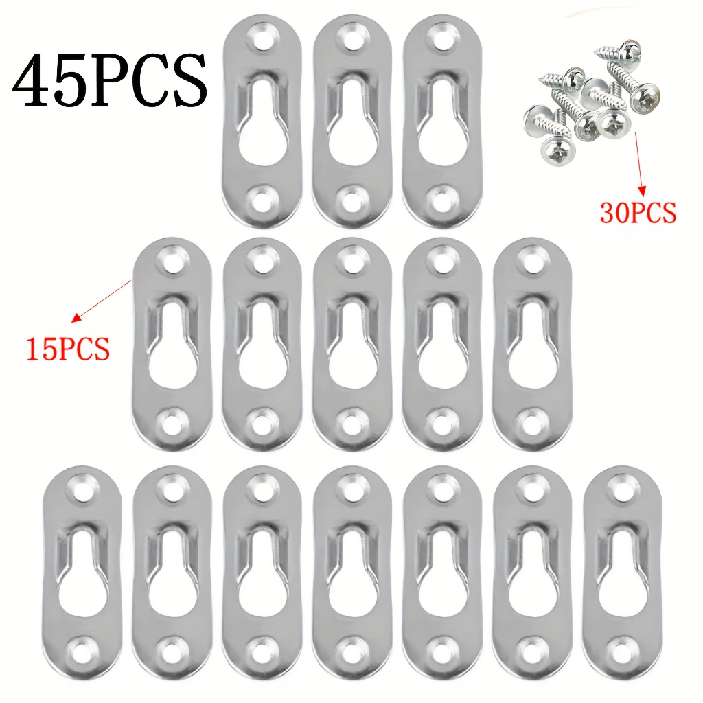 E-shop 45 Stück Robuste Metallbildhänger, 45mmX16mm mit - Ideal für Fotoecken, Möbelkabinettzubehör + Schrauben, Hardwarezubehör|Schlanke