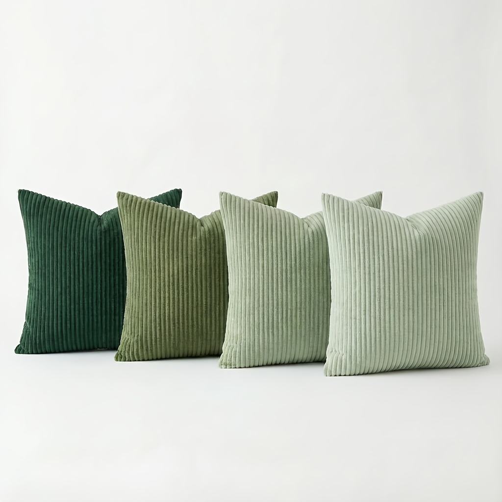 E-shop 4 Stück Boho Cord-Kissenbezüge - Vintage Streifen Kissenhüllen für Sofa, Bett, Wohnzimmer, Mehrere Größen (16in/18in/20in), Neutrales Bohemian