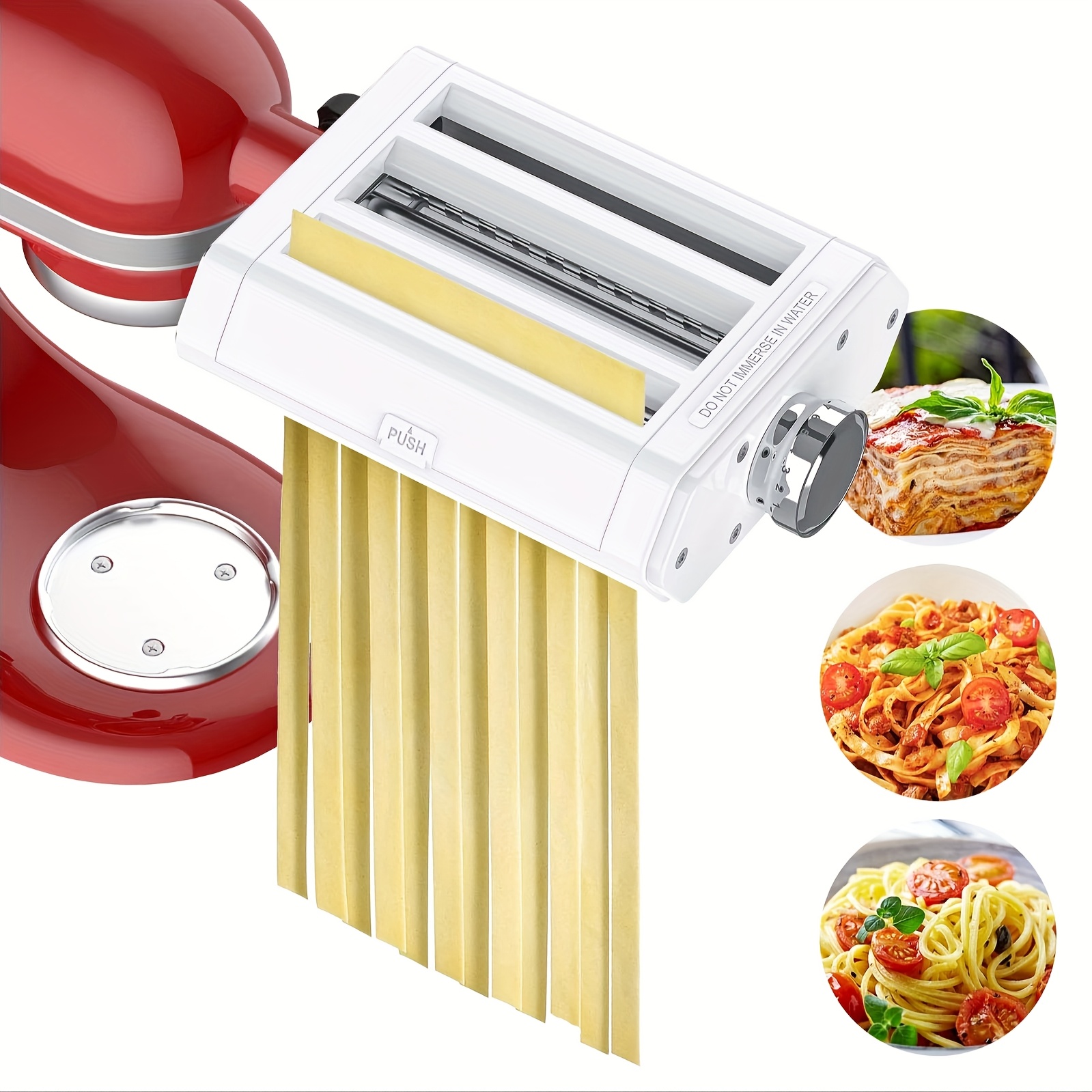 TEMU 1pc For Compatible Pasta Maker Attachment - 3-in-1 Pasta Sheet Roller, Spaghetti & Cutter With Brush, Semi- Attachment For Homemade Pasta, Heavy-duty For Stand Mixers
