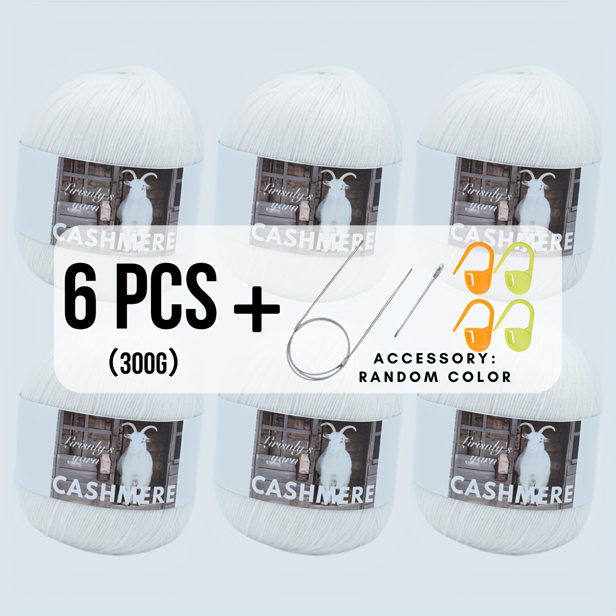 6 Balls Of Soft Cashmere Yarn Hand-woven Yarn, 65% Cashmere 25% Acrylic 10% Viscose Fiber, 6 Balls * 50g, A Total Of 300g, With Additions (accessory Colors Are Random)