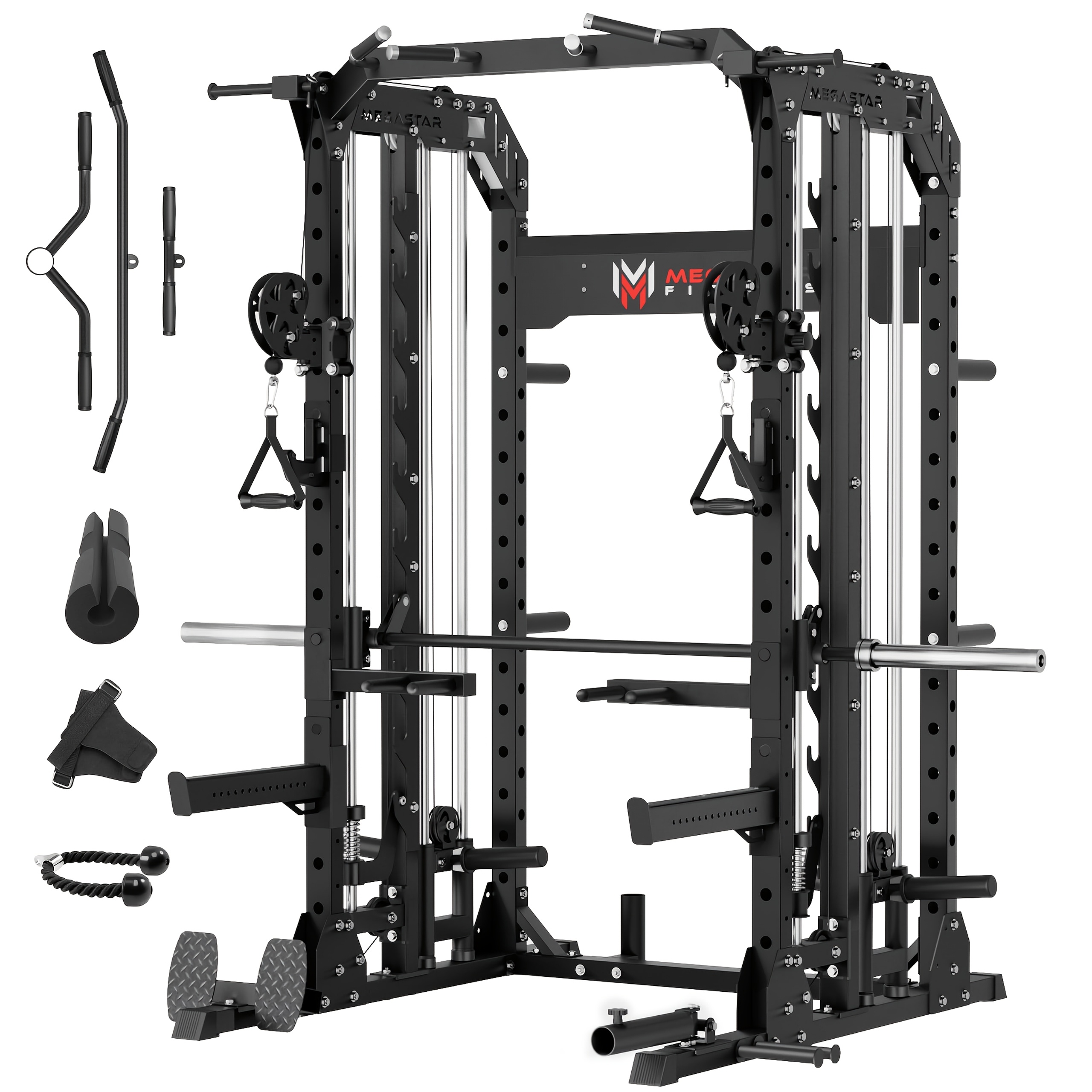machine for home gym 2000lbs capacity all in one power rack with cable crossover pull up bar dip station   18 attachments Product details 1
