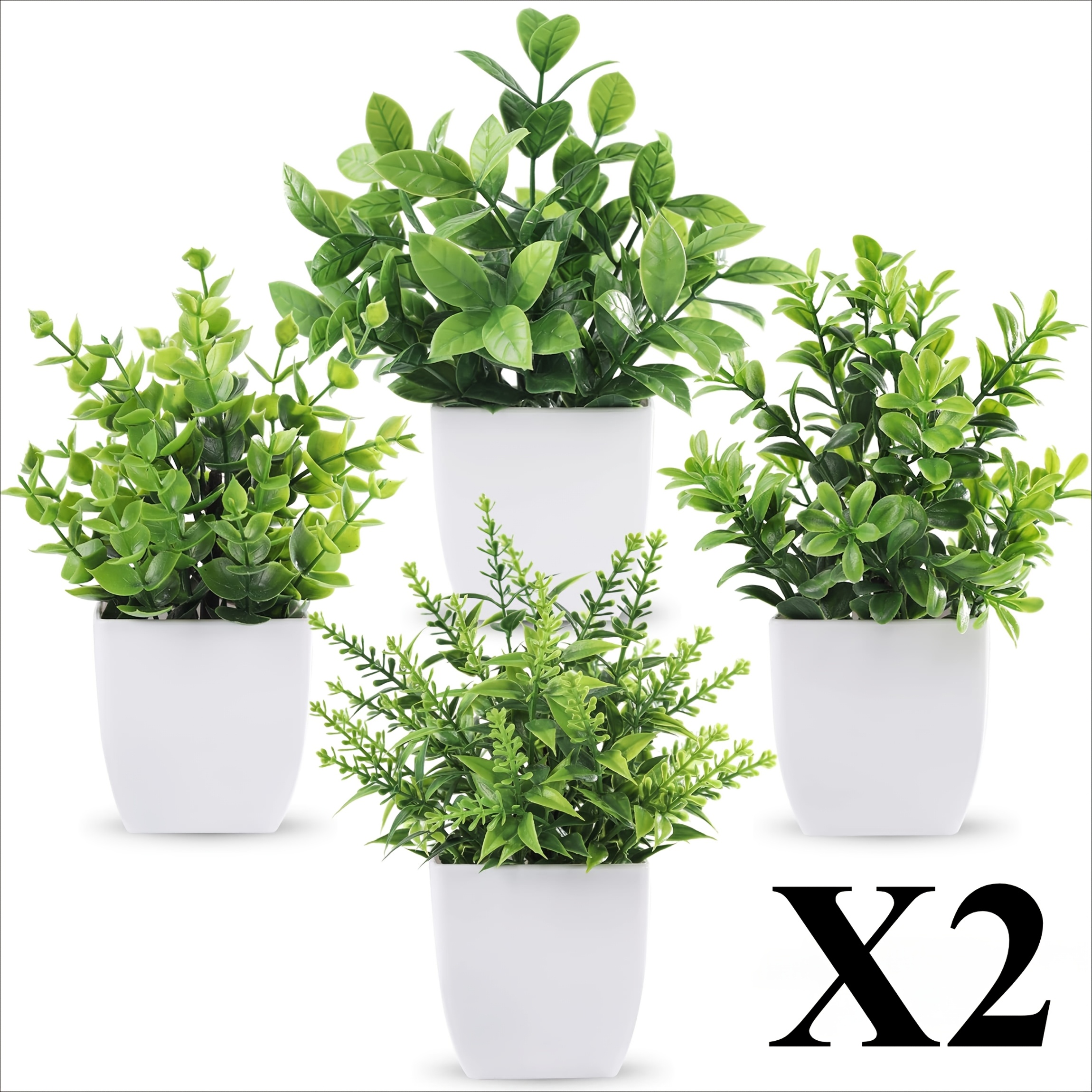 Image of Set Of 4/8pcs Artificial Flower For Home Decor Plants White Potted Desk Accessories For Decoration And Desk Decoration Christmas Decoration