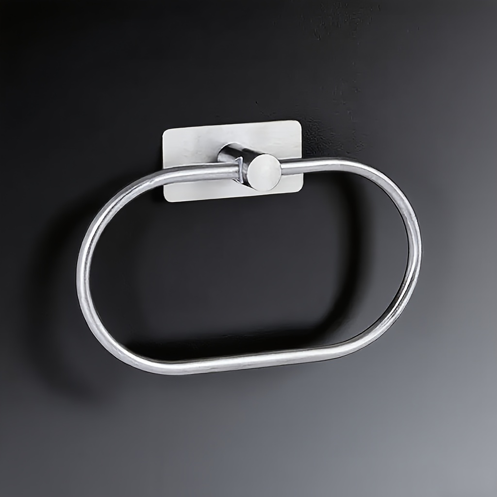 E-shop Robuster Edelstahl Handtuchhalter/Haken/Aufbewahrungsring – Badezimmer-Organizer mit schadensfreier Montage, modernes ovales Design für Bad,