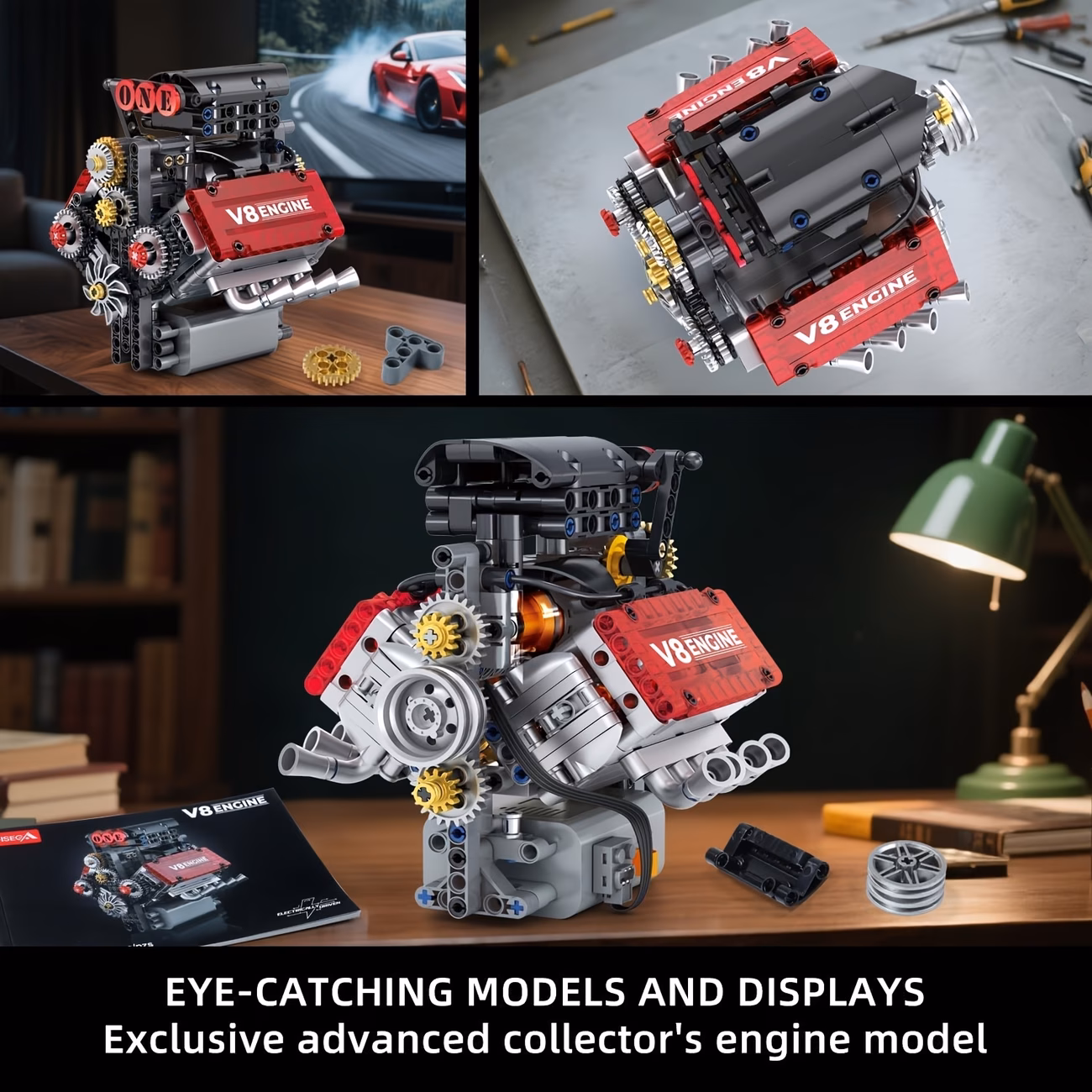 building kit a working model kit build your own 8 model engine kit with motor 8 cylinder car engine building engineering toy suitable for children and adults 478pcs Product details 5