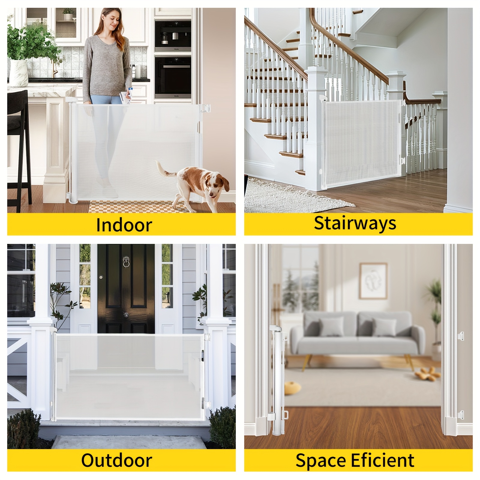 Dog Gate 118 Inch Extra Wide Retractable Baby Gate,Mesh Large Baby