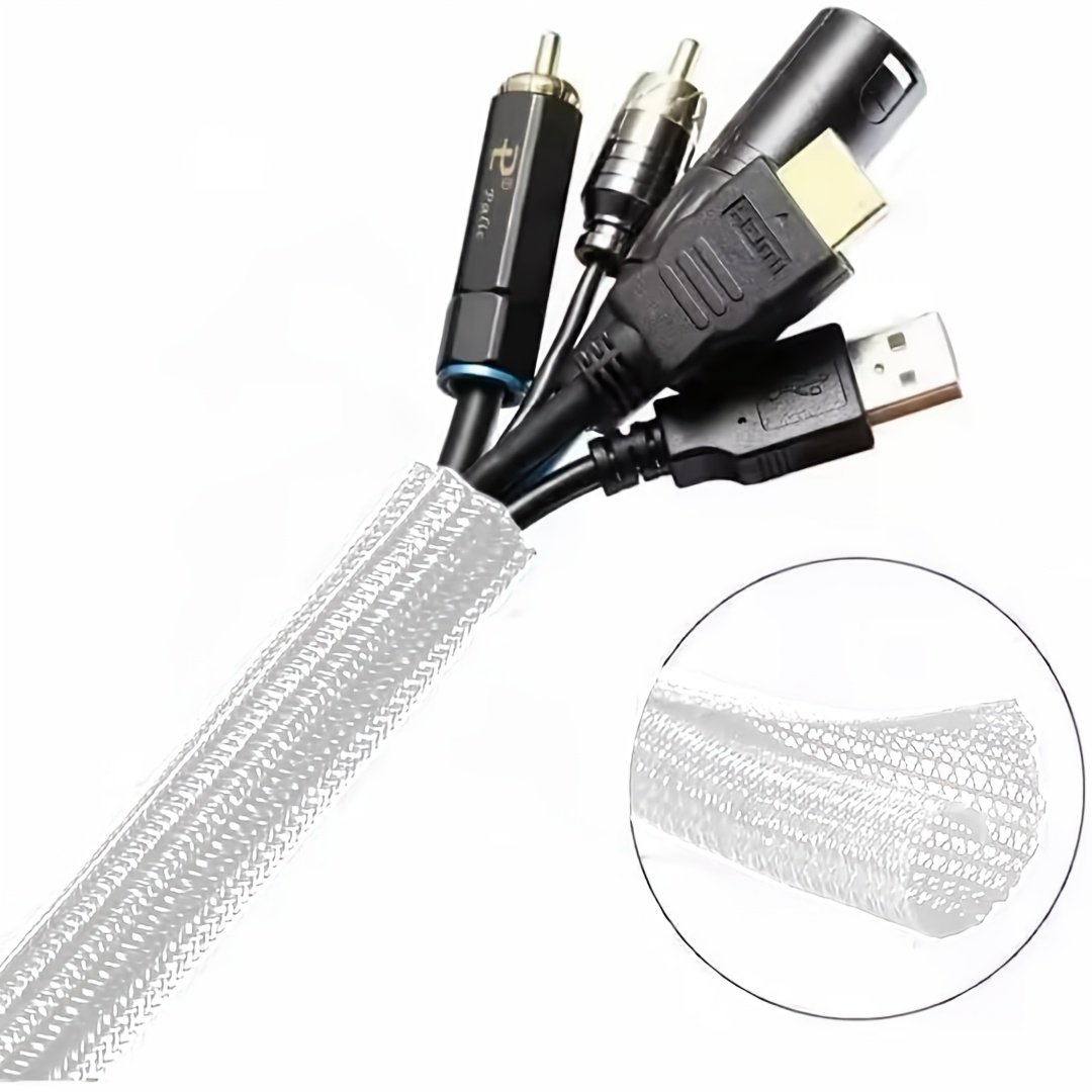 TEMU de malla trenzada resistente al de 13x80 cm, protección y organización de cables, antimordeduras para el hogar, protector de cables de