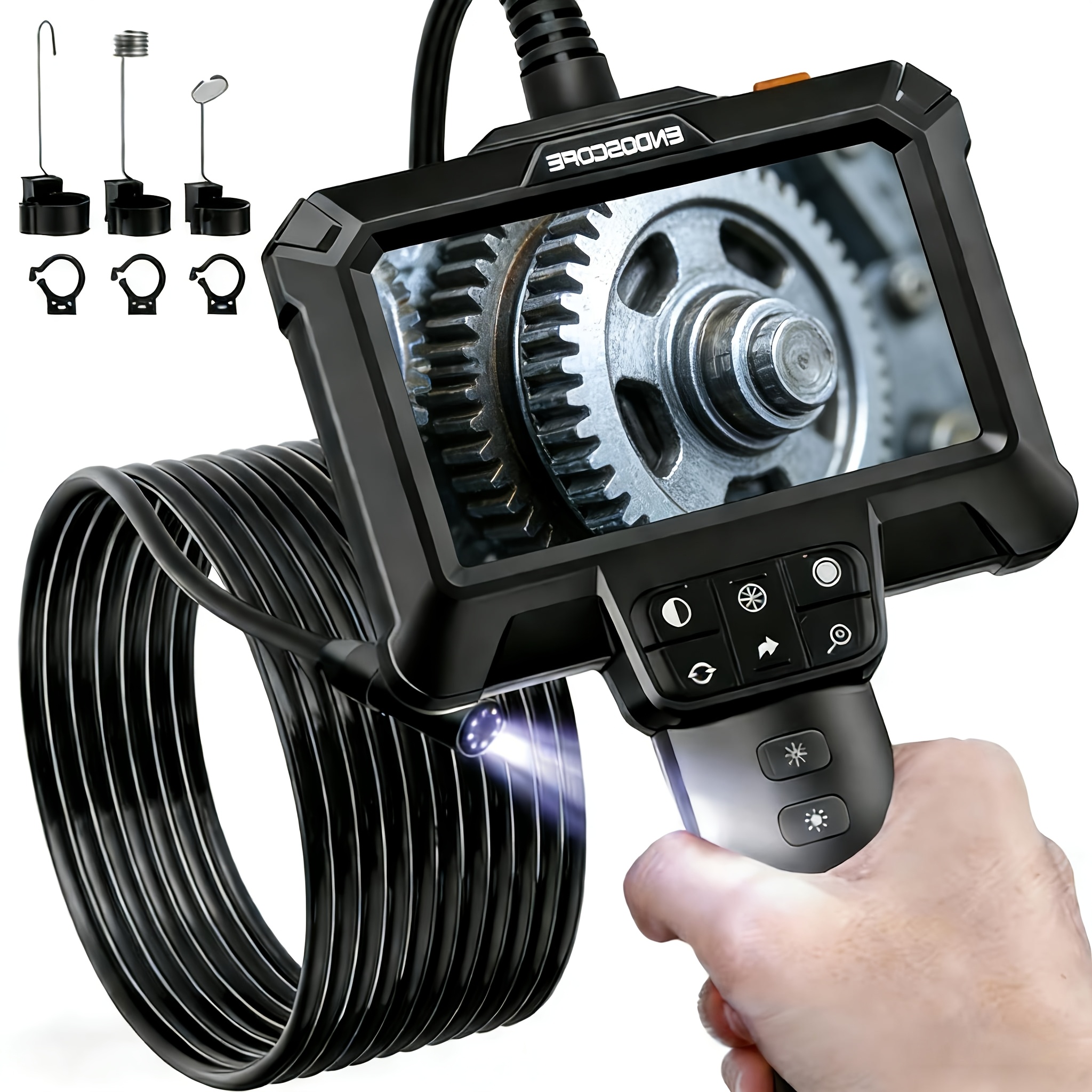 TEMU 4.3" Endoscope Camera With Light, Ip67 1080 Hd Inspection Camera, Borescope Camera With Light, Camera, 16.5ft Endoscope Camera, Gadgets For Men