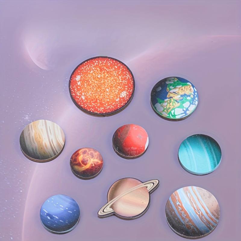 wooden solar system puzzle 8 planets educational science toy