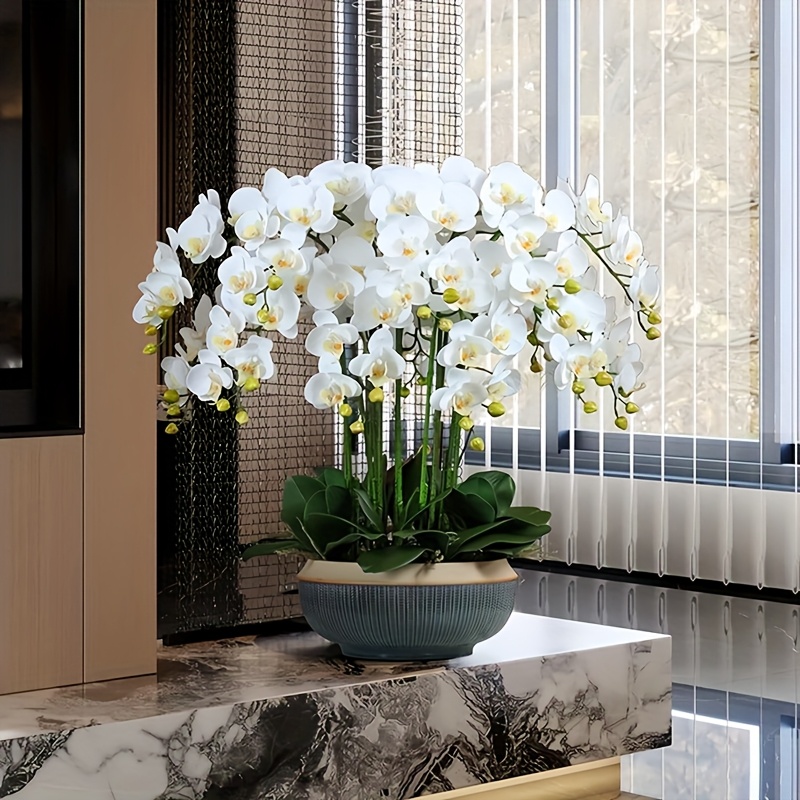 

Real Touch Orchid - 9 Large Flowers & 2 Artificial Stems, Year, Home, Office, Wedding Decor | No Container Included