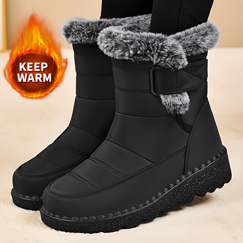 lined warm snow boots slip on thick soled comfortable winter snow boots suitable for all  