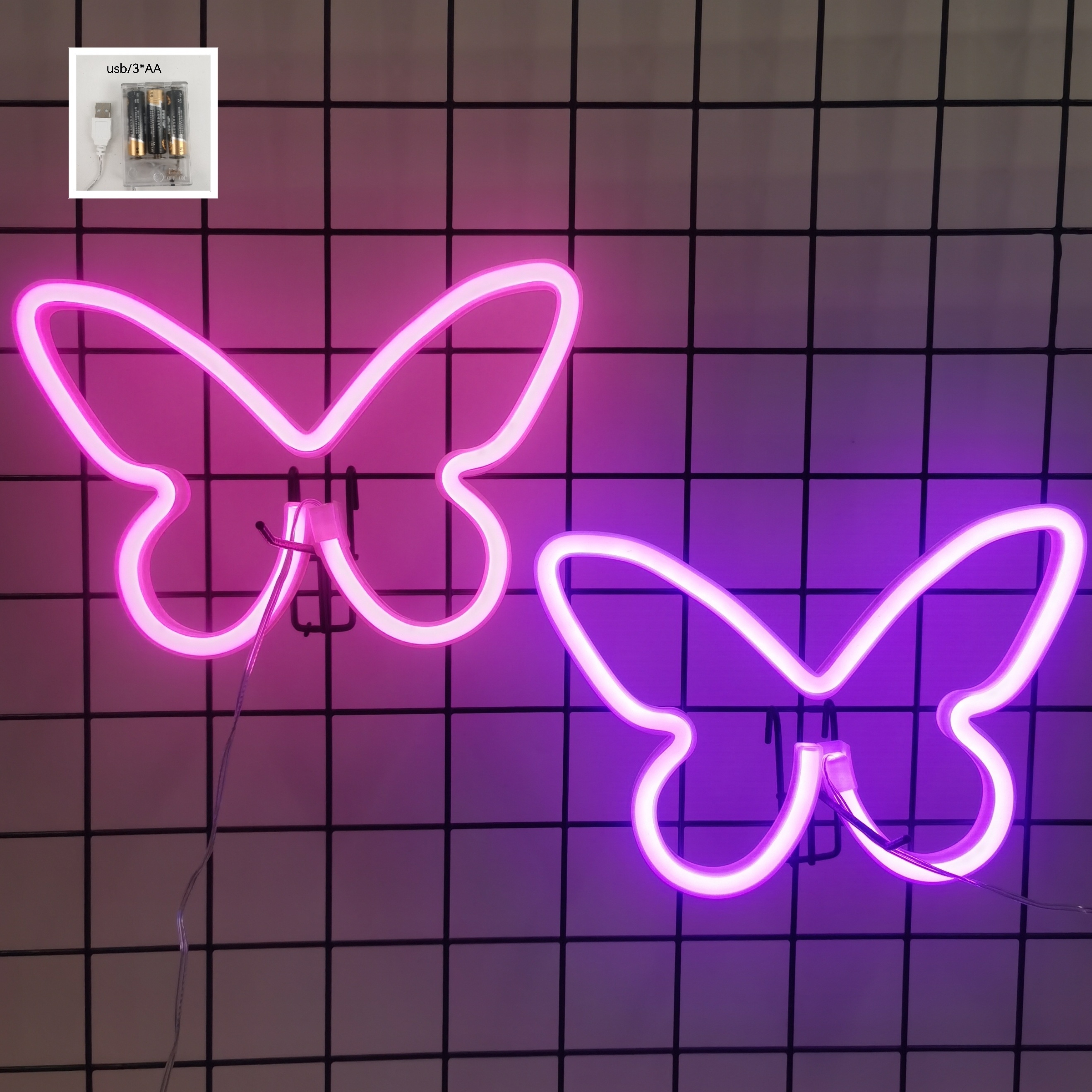 

2pcs Butterfly Neon Signs - Usb Or Battery Powered, Led Wall Decor For Home, Bedroom, Wedding, Birthday Party