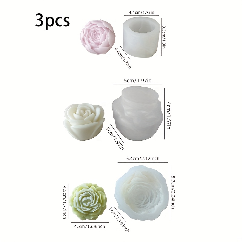 3pcs Silicone Candle Mold Set - Making Scented Candles, Soap, And Plaster Flower Decorations - High Temperature Resistant, Non-deformable, , Clear Texture - Ideal Gift For Birthdays And Holidays