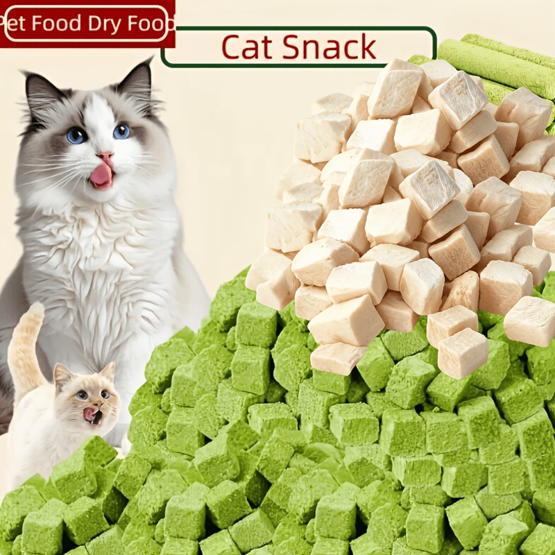TEMU Freeze-dried Cat Grass & Chicken Treats - Digestive For Cats, All- Nutritional Topper, -to-feed Suitable For All Cat Owners ()