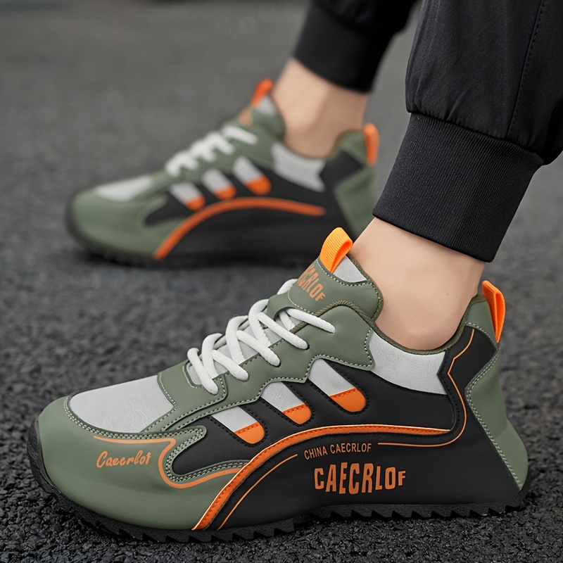 olive green and orange sneakers