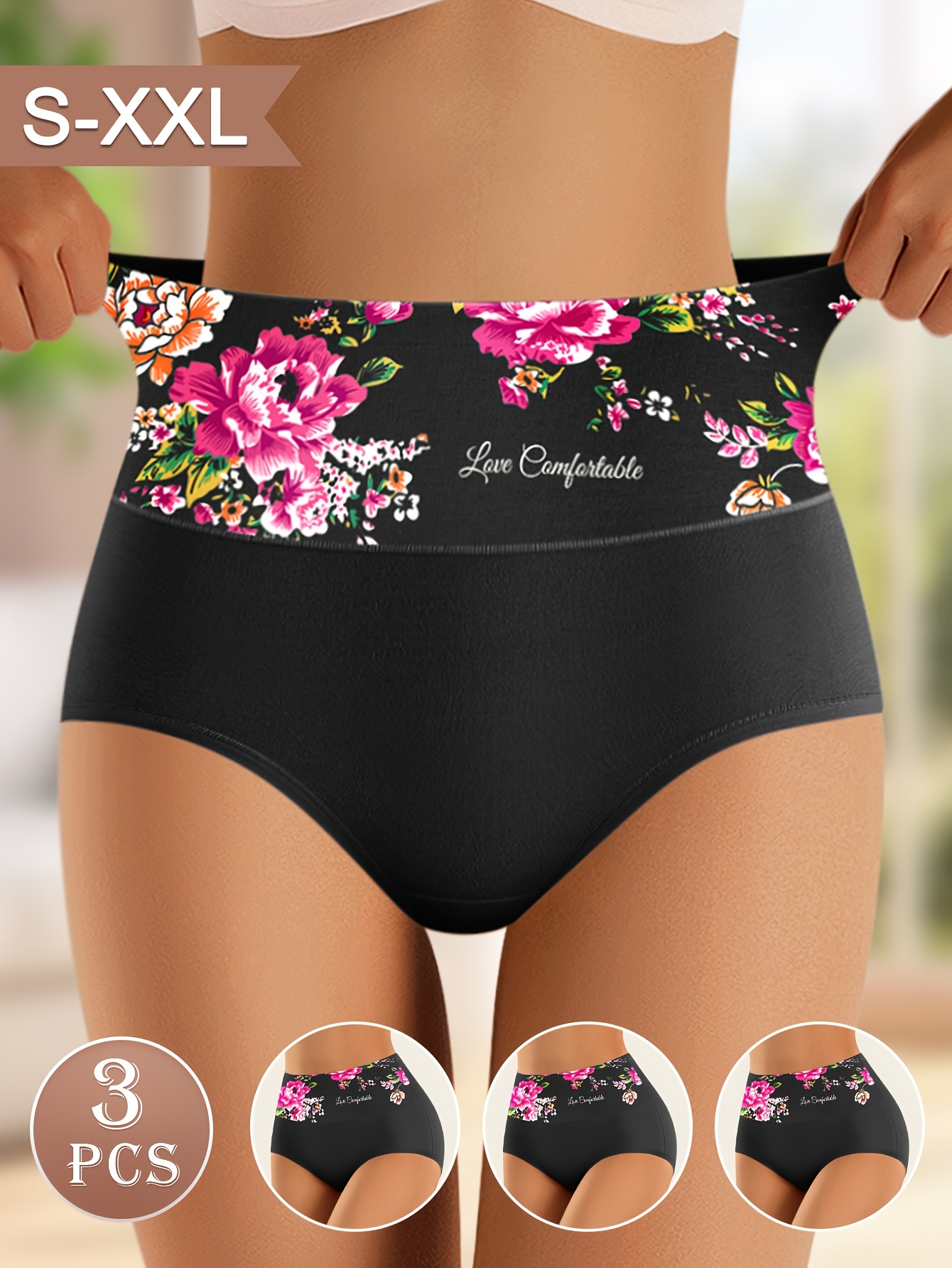 3 pack high waist floral print womens briefs   high support comfortable everyday underwear for women   fabric universal fit ideal for office and casual wear