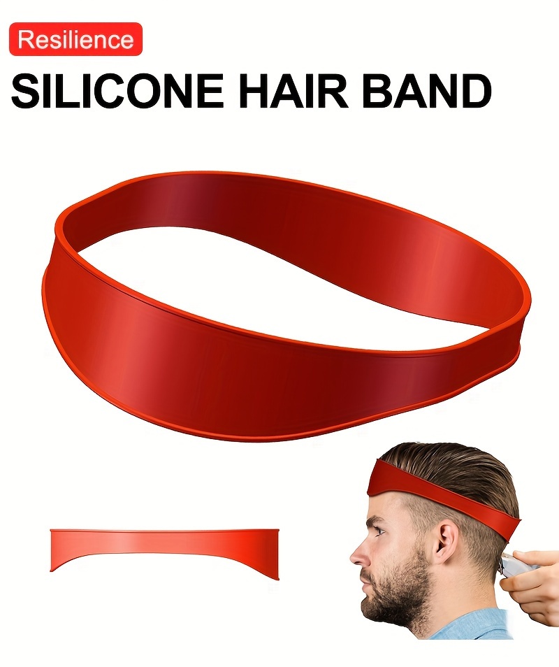 Men's Red Silicone Haircut Band - Flexible, Curved Hair Trimming Guide for DIY Home & Travel Use, Soft Grip Hair Styling Tool