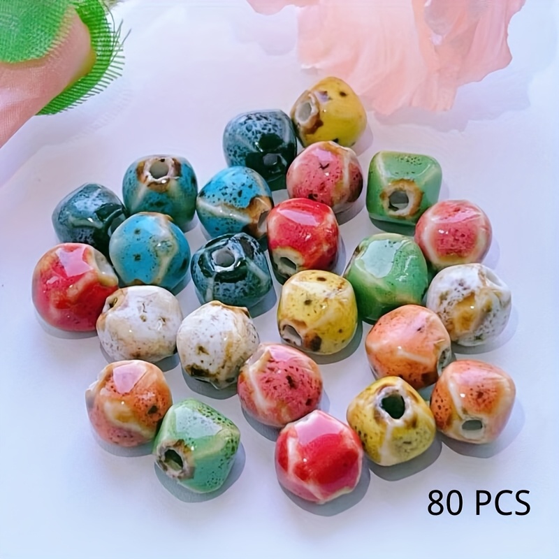 80pcs Ceramic Beads . Multicolor Bohemian Style Mysterious Oriental Diy Bracelet Necklace Charms Creative Handmade Jewelry Gift