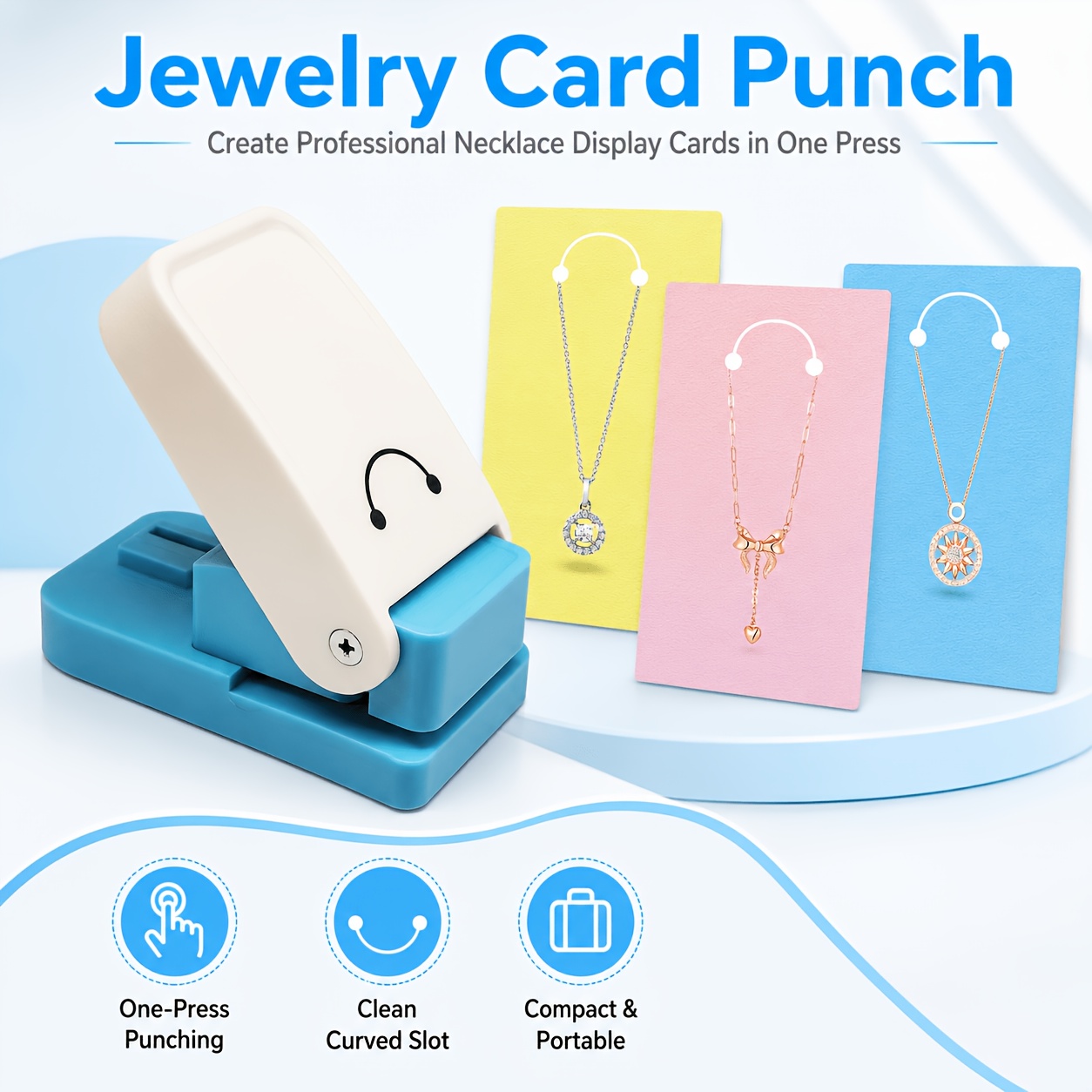 TEMU ジュエリー包装用ネックレスカードパンチ プレスで簡単にカーブしたカードを作成 ペンダント、チェーン、ハンドメイドディスプレイカードに最適