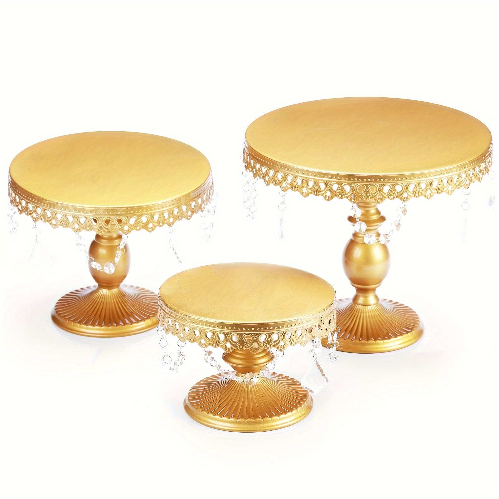 TEMU 3pcs Of Stands Set For Dessert Table, Wedding, Party, Birthday, Baby Shower, Decorations, Diameter 8", 10", 12" Cake Stands Set With Crystals