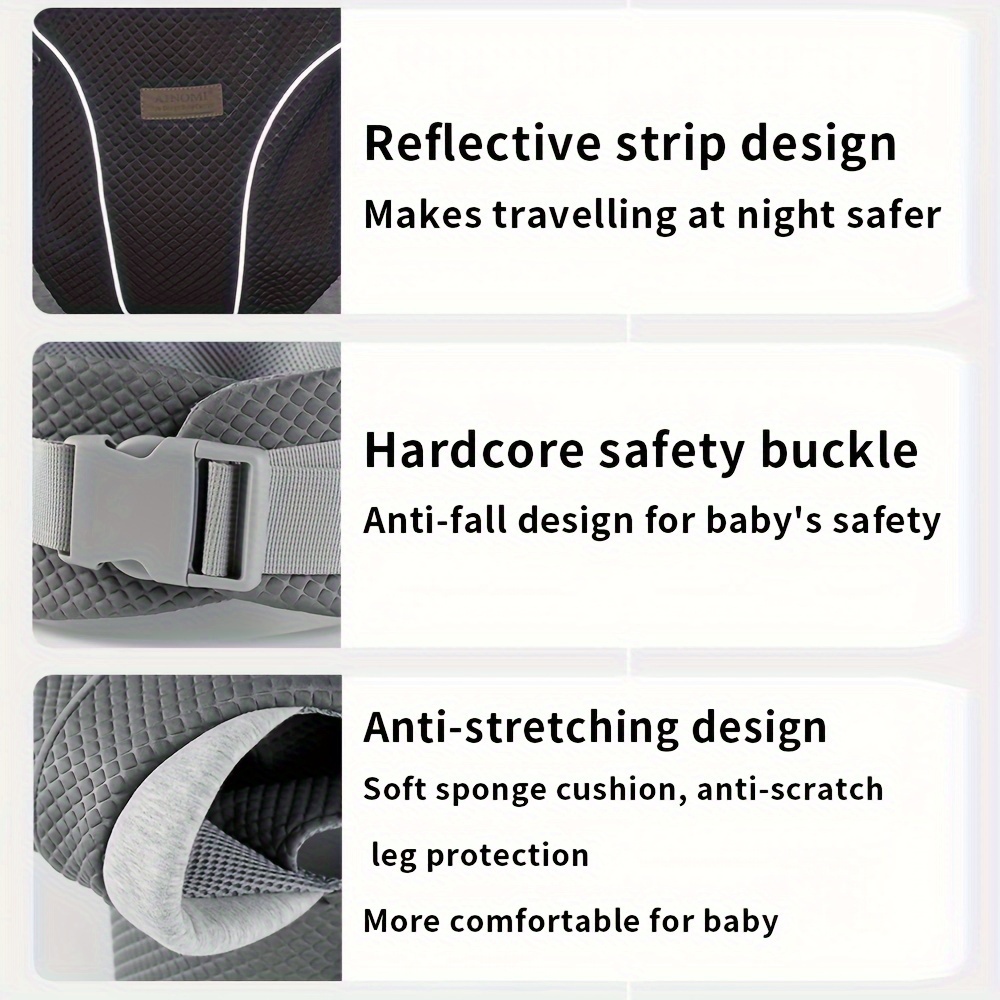 4-in-1 Infant Carrier, Adjustable Breathable Baby Wrap, Newborn to Toddler, Suitable for 0-48 Months, 3.18-20.41 KG, Polyester, Available in Black, Grey, Bright Pink, Dark Grey details 9