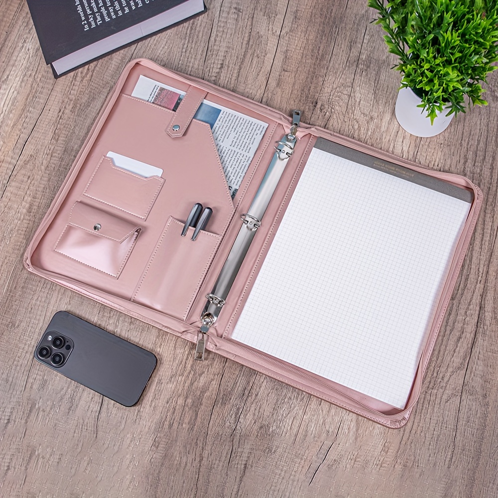

A4 Pink Pu Leather Portfolio, Custom Padfolio For Professionals, And Home Organization, Mother's Day Gift