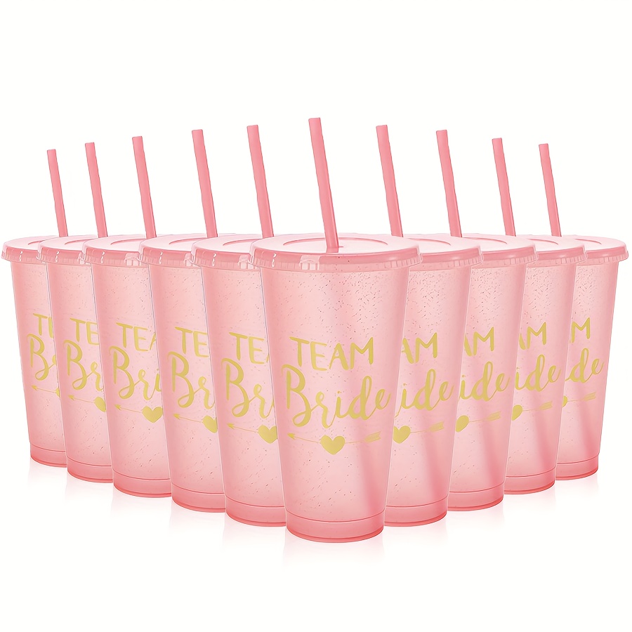 Of 10, 24-ounce Cups For Bachelorette Parties, Featuring Tumblers With Lids And Straws, Ideal For Bridesmaids. Plastic Travel Mugs Are Perfect For Wedding Celebrations And Bachelorette Party Gifts.