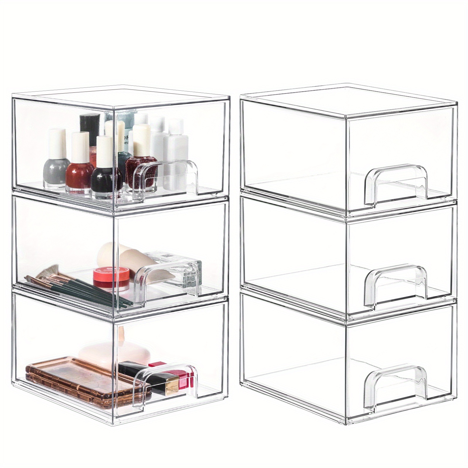   6pcs 12pcs 7 4in acrylic jewelry storage drawers clear stackable organizer boxes jewelry display bins storage for necklaces rings accessories makeups Product details 8