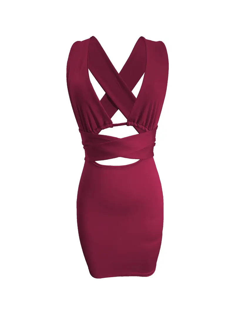 a beautiful fitted dress a cross tie neckline - Temu a beautiful fitted dress a cross tie neckline - Temu