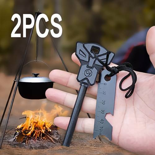 set of 2 authentic versatile flint with a scraper outdoor emergency survival does not need batteries compact and sturdy design great for camping and hiking without battery