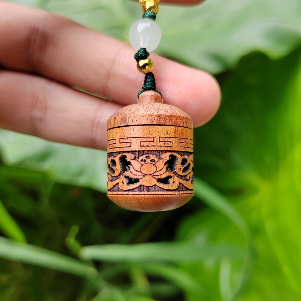 Hand-Carved Wooden Diffuser Pendant Keychain, Openable
