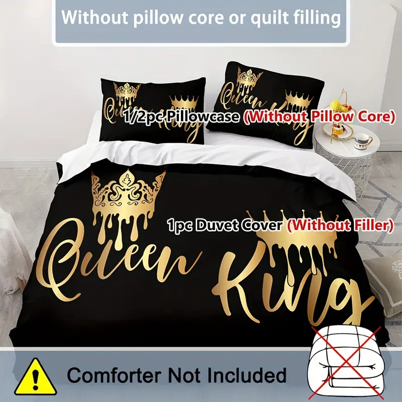 2 3pcs king queen letter print bedding quilt cover couple bedding soft and comfortable bedding with 1 2 matching pillowcases without filling suitable for bedroom 1 quilt cover 2 pillowcases no core Product details 8