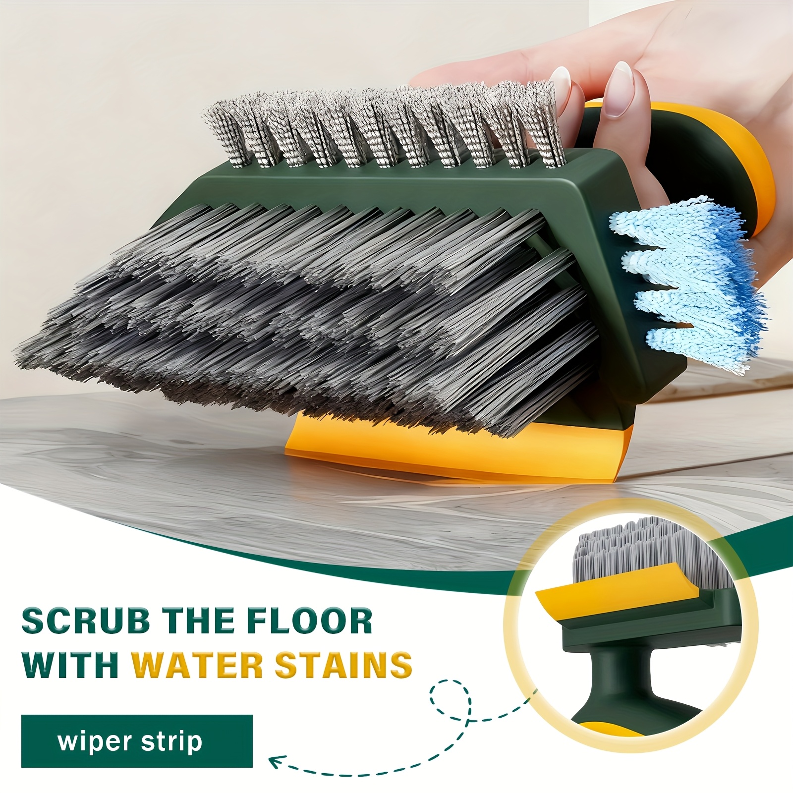 a versatile cleaning brush that can tight spaces   removes stains features bristles   sides is designed for   and is   portable and sturdy making it   cleaning bathrooms kitchens and living rooms Product details 2