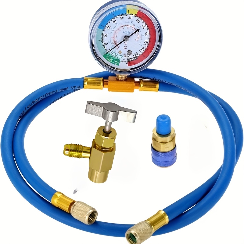 TEMU R134a R12 Charging Hose With Gauge, 51'' Ac Refrigerant Recharge Kit With 1/4