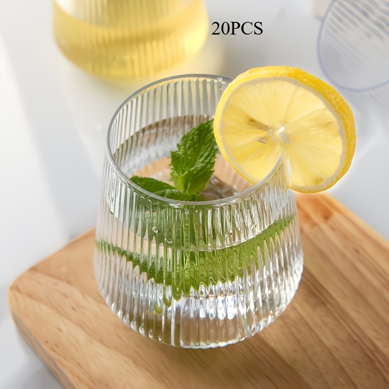 Image of 20pcs Durable Striped Tumblers, Suitable For Drinks, S, , Smoothies, Parties, Outdoor Picnics, Home Scenes, Holiday Gatherings, And More