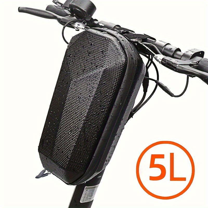 TEMU Waterproof Scooter Handlebar Bag With Durable Eva Shell - Large Capacity, Detachable For Bikes And Balance Bikes, Black