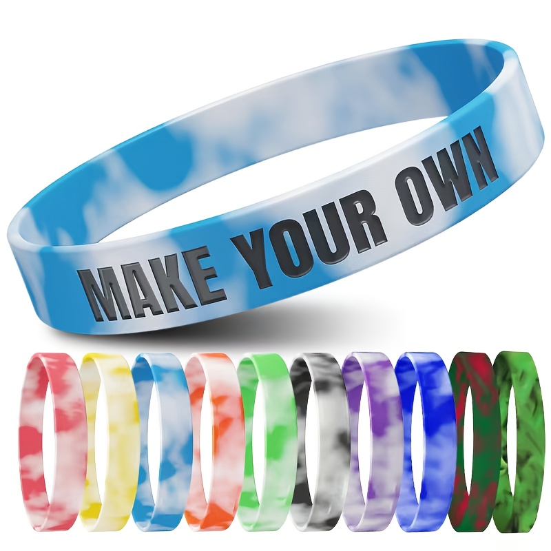 16pcs Silicone Bracelets with Custom Letter Patterns, Lightweight