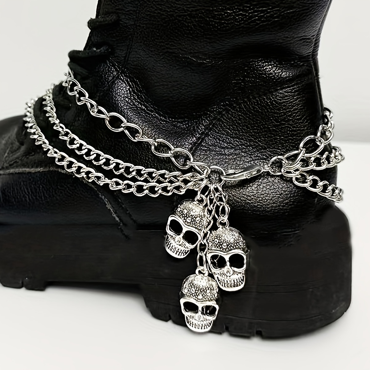 

Skull Pendant Shoe Chain - Iron Alloy, Diy Boot Accessory, Single Piece