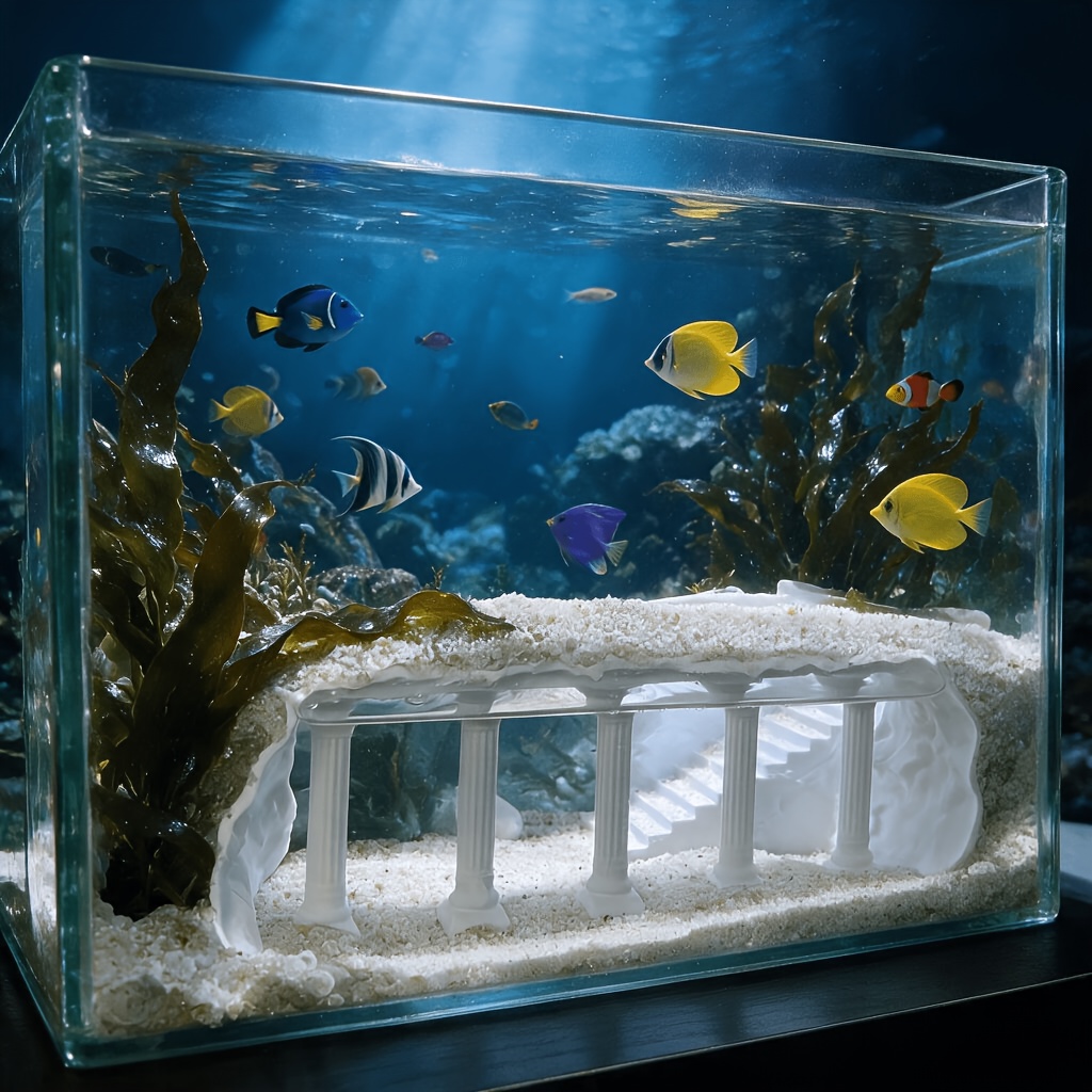TEMU 3d Printed Aquarium Cave Fish Tunnel, Plastic Material Underwater Shelter Decor, Rock Hideout For Betta Shrimp Tank, Ideal Christmas Gift
