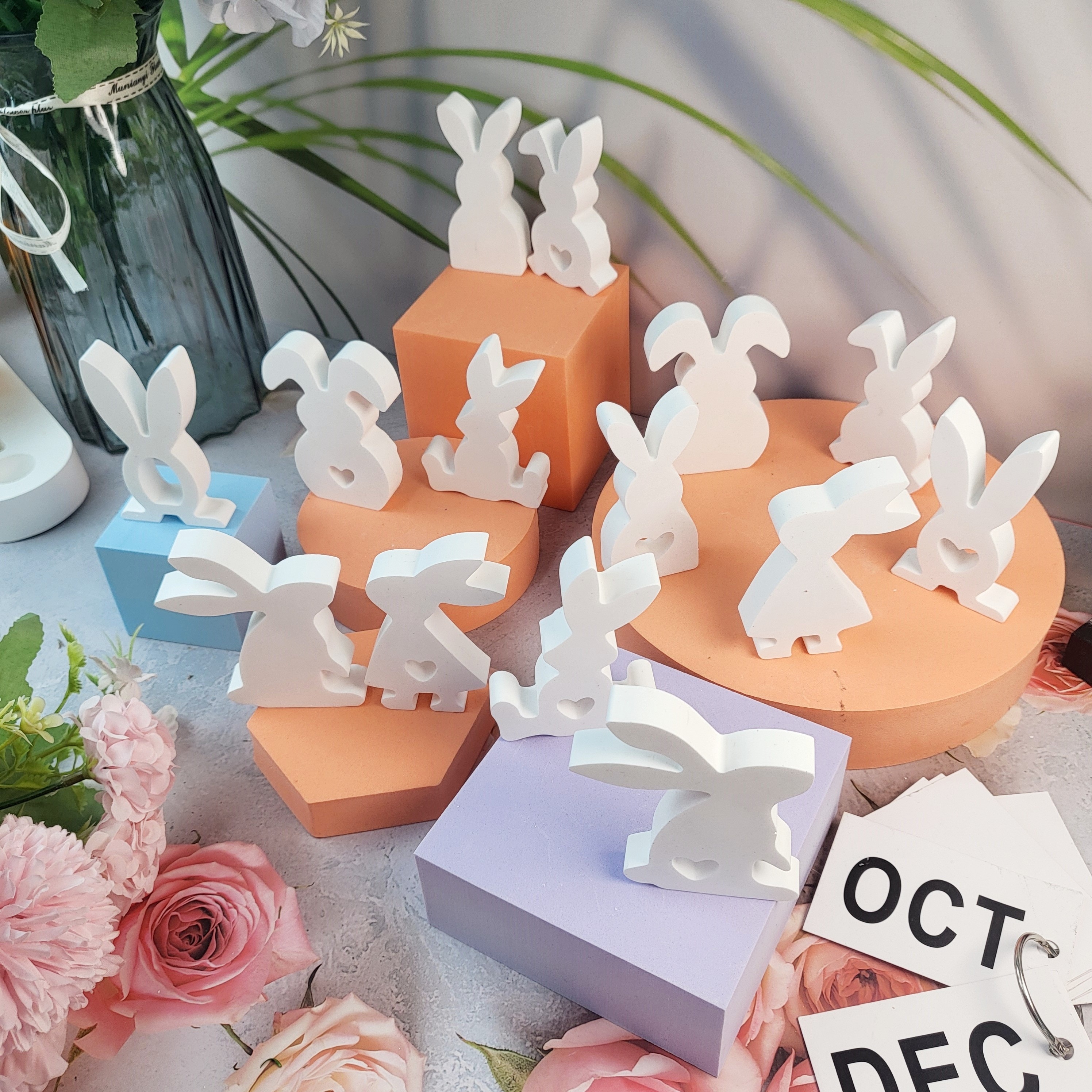 

1pc Easter Rabbit Gypsum Candle Silicone Mold Diy Various Shapes Of Easter Bunny Handicraft Epoxy Resin Mould Home Desktop Ornaments