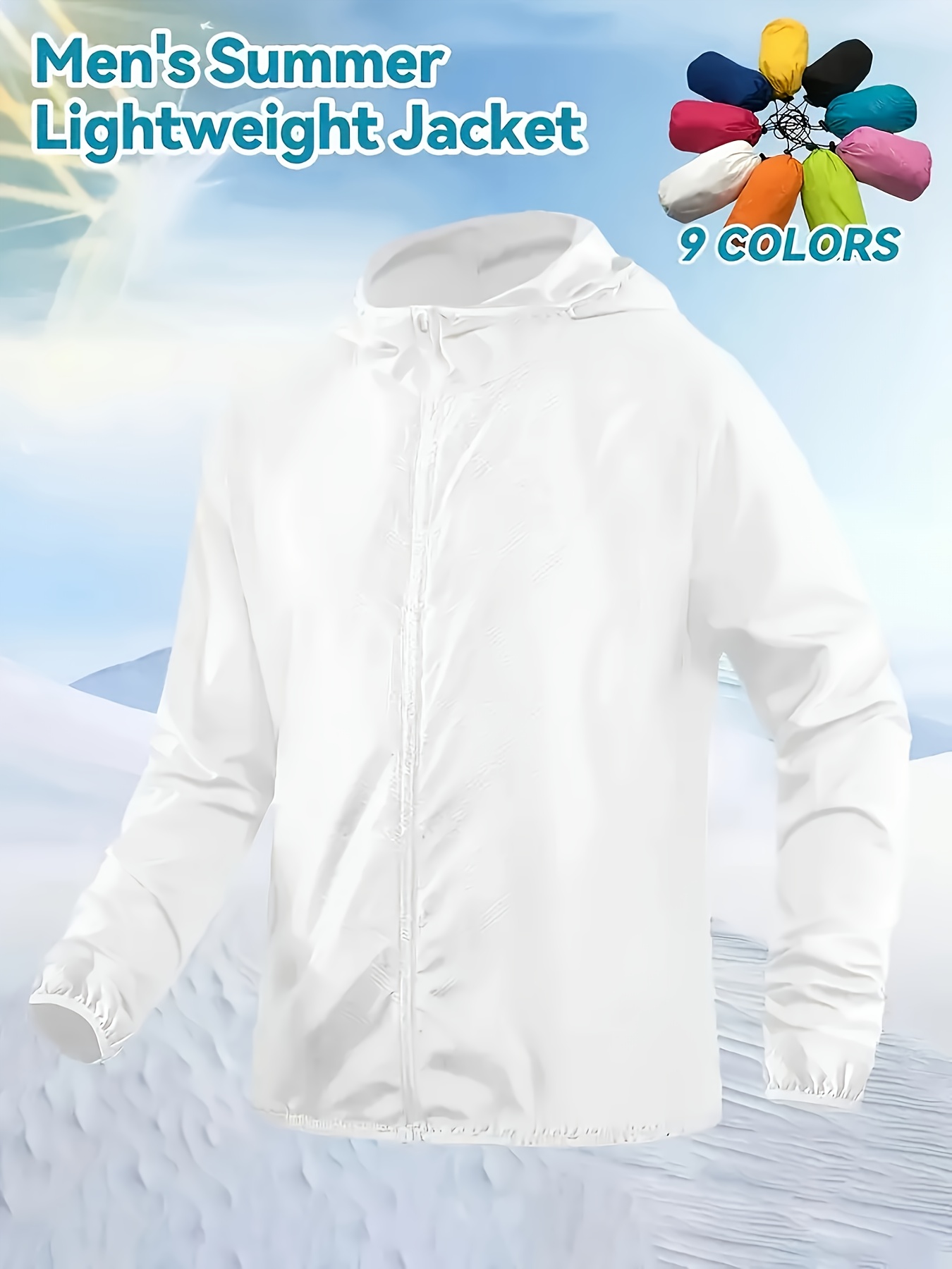 Men's Lightweight Hooded Jacket with Portable Storage Bag