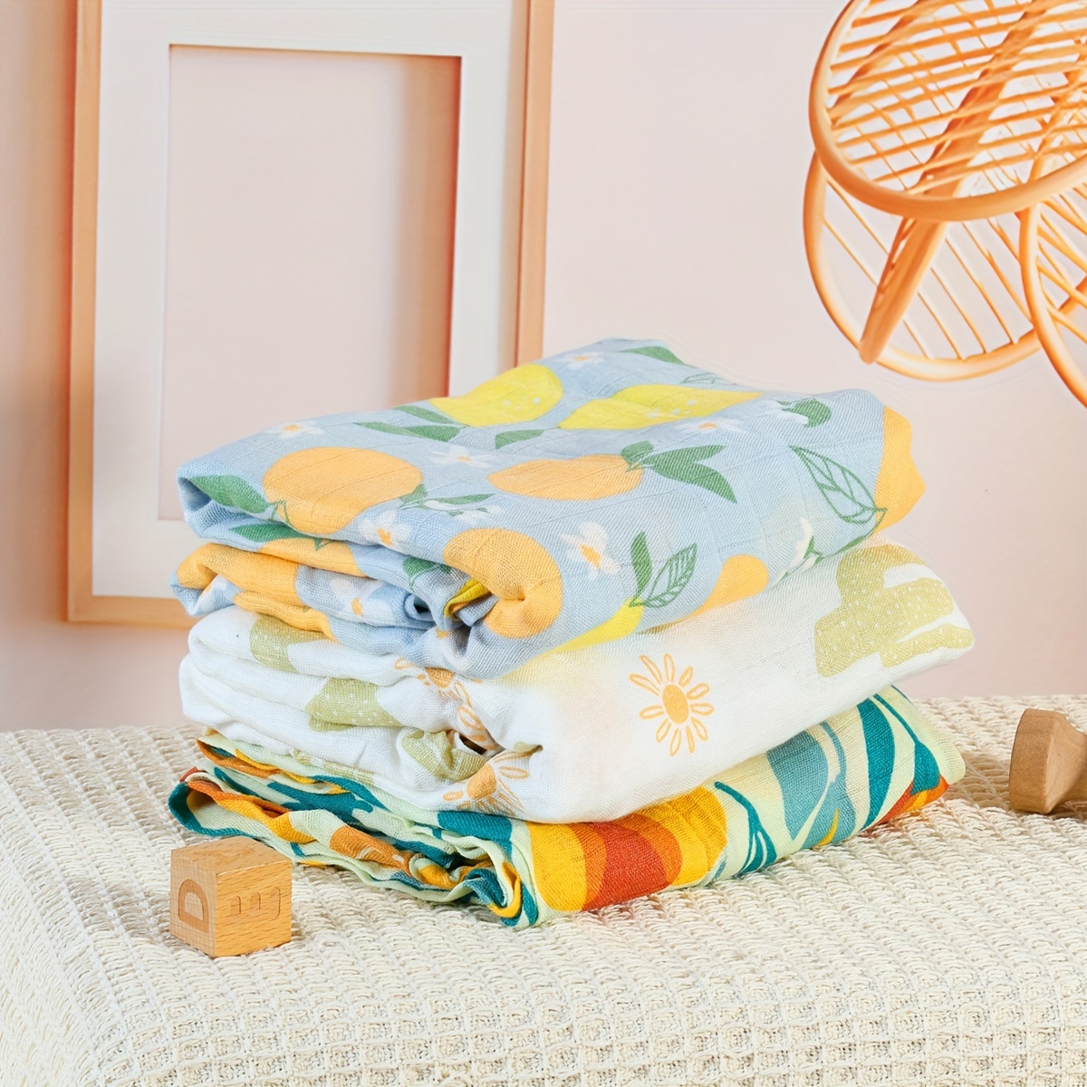 3pack Soft Bamboo Muslin Swaddle Blankets Breathable