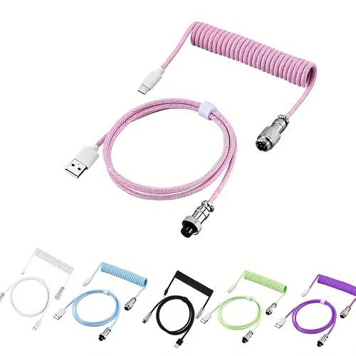 mechanical keyboard coiled cable wire usb c usb port coiling cable desktop computer gaming keyboard additions