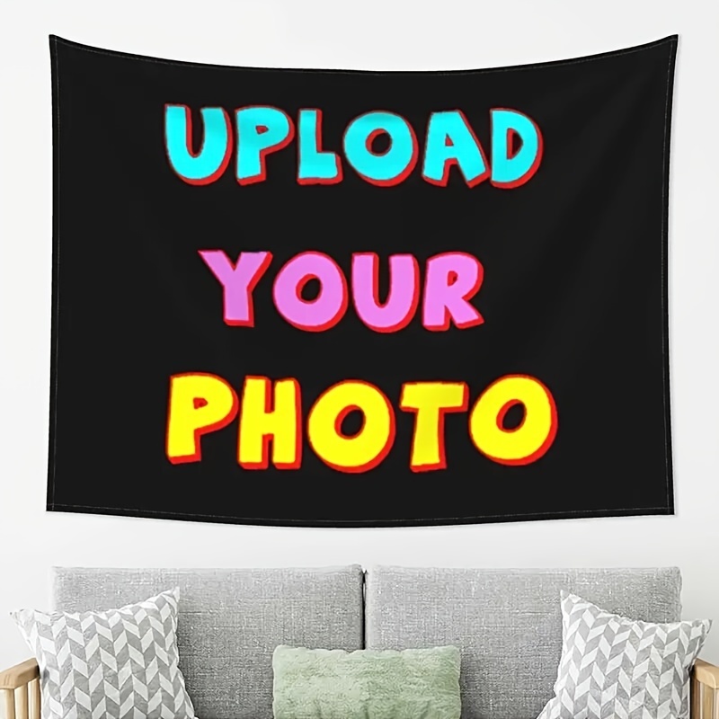 

Glowing Decor, Custom Photo Tapestry - Personalized Wall Hanging For Living Room, Bedroom, Office - Soft Polyester Blacklight Tapestry With Free Installation Kit